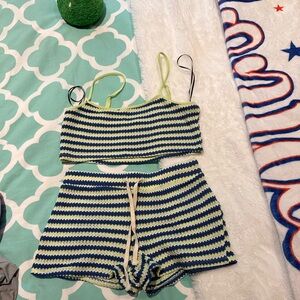 Two Piece Crochet Shorts Set